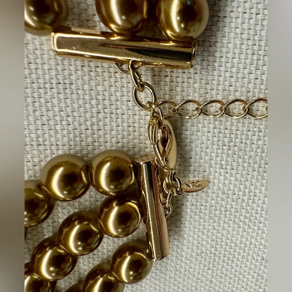Avon (NRQ) Triple Strand Gold Bead Necklace ✨ Layered Statement – Adjustable - Picture 3 of 3